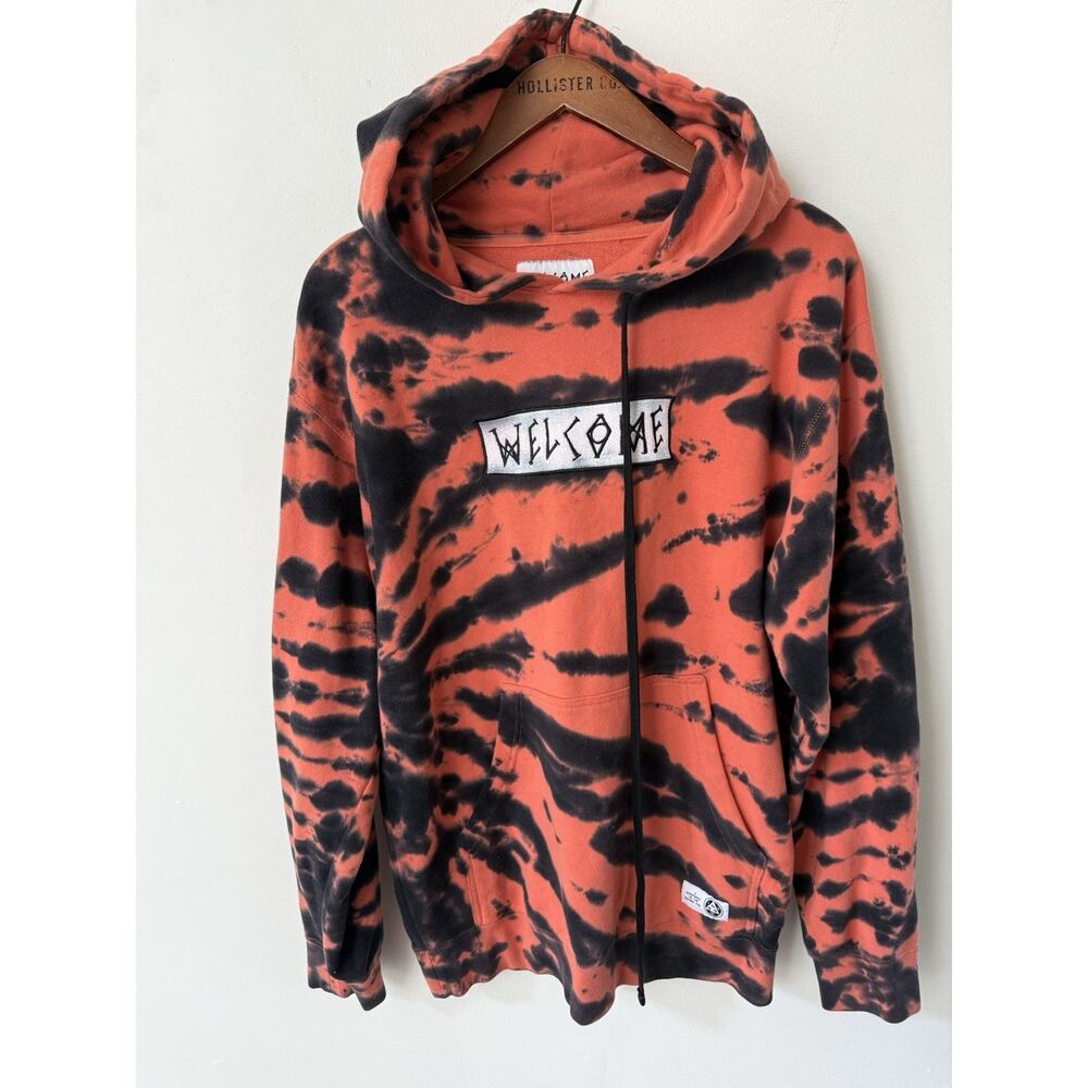 Welcome Skateboards Danny Duncan Hoodie Inkblot Tie Dye Coral Black Size S